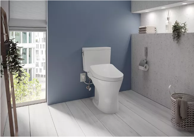 توالت فرنگی پایه دار با سیستم فلاش قدرتمند دو حالته